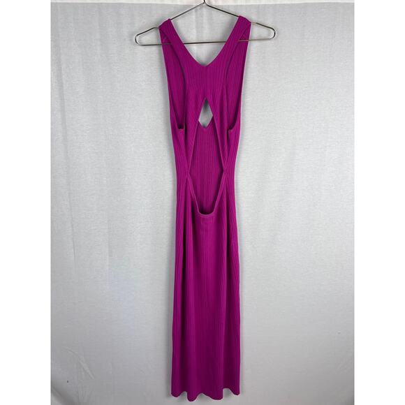 Michael Costello x Revolve Dress Variegated Rib Bodycon Midi Sexy Baddie Magenta - Picture 5 of 9